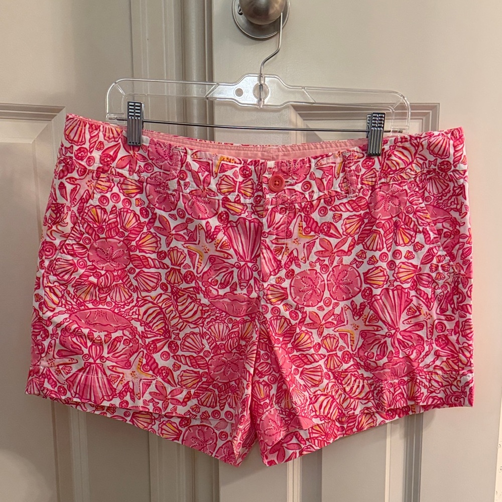 Lilly Pulitzer Pink and White Shell Pattern Women's Shorts
